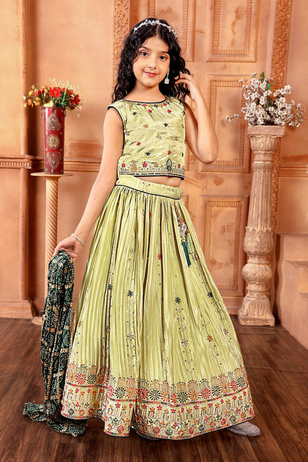 Gorgeous Light Green Color Embroidered Designer Lehenga Choli