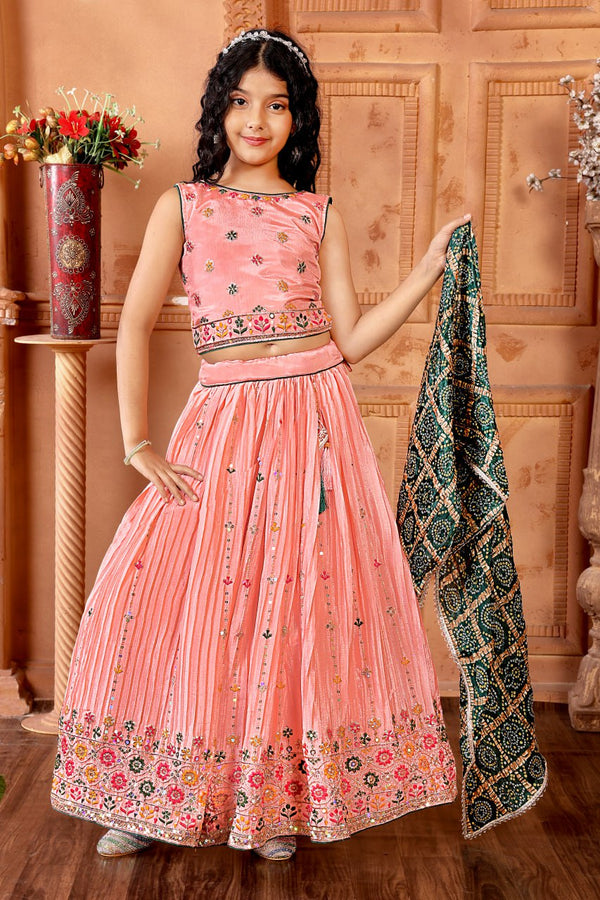 Gorgeous Peach Color Embroidered Designer Lehenga Choli