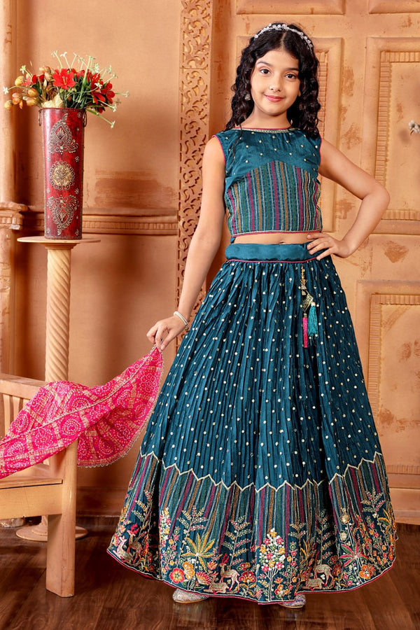 Gorgeous Navy Blue Color Embroidered Designer Lehenga Choli