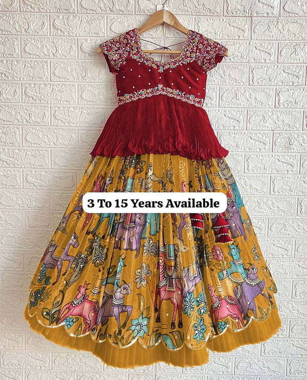 Designer Printed Kediya Style Ready To Wear Lehenga Choli