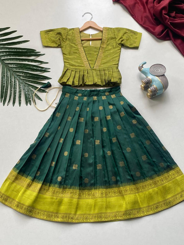 Gorgeous Jacquard Silk Designer South Style Lehenga Choli For Girls