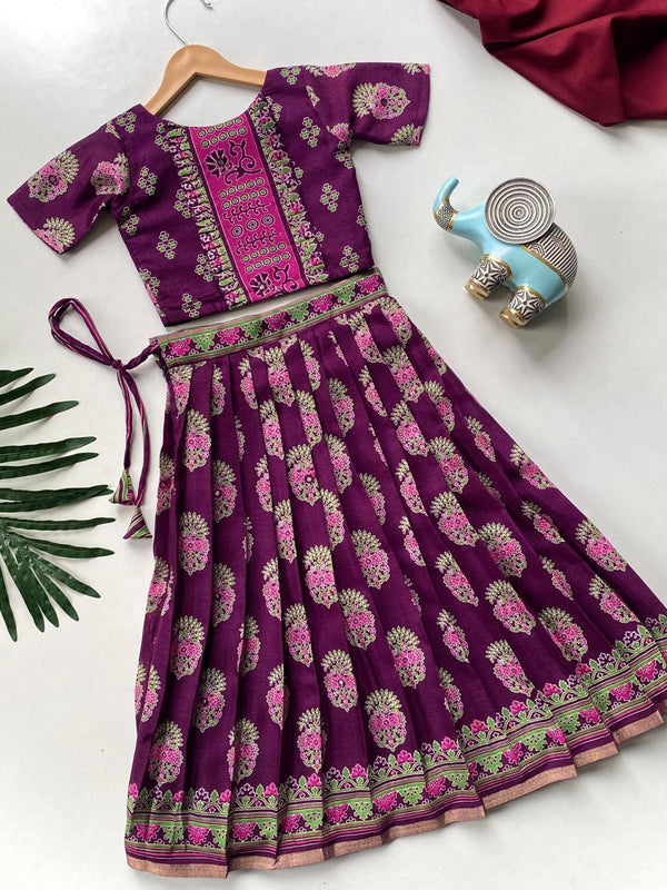 Gorgeous Wine Color Designer Kids Lehenga Choli