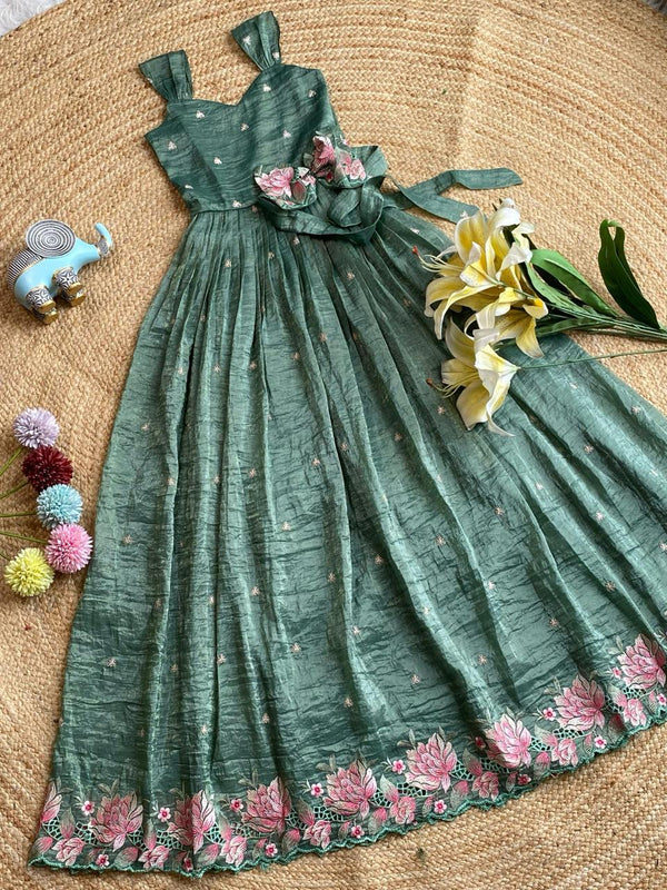 Gorgeous Festive Wear Embroidered Designer Gown For Girls