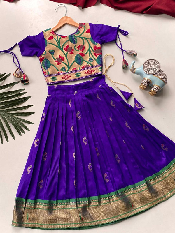 Gorgeous Jacquard Silk Designer Kids Lehenga Choli