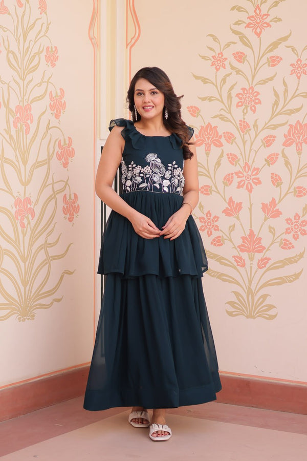 Presenting Rama Color Beads Embroidered Work Gown