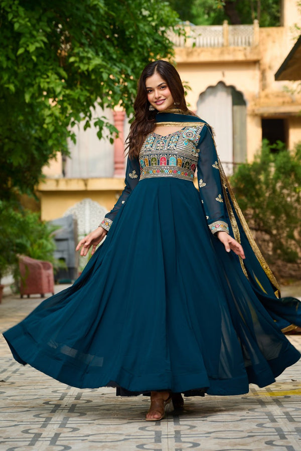 Function Wear Rama Color Sequins Embroidered Work Beautiful Gown