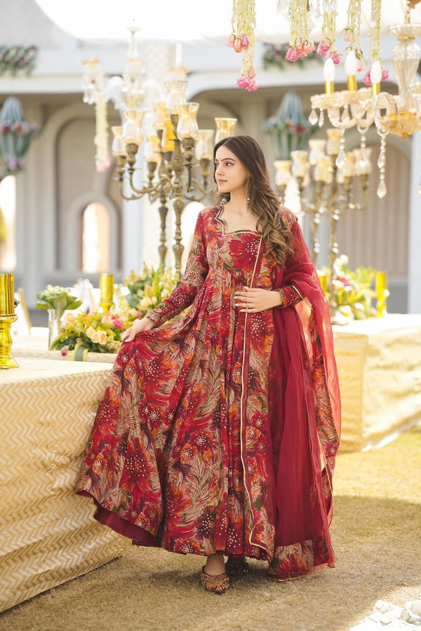 Salisha Multi Color Rayon With Digital Printed Beautiful Anarkali Suit