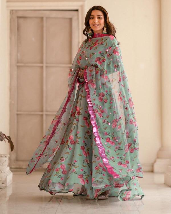 Function Wear Multi Color Faux Sinon With Embroidery Zari With 9mm Sequins Work Beautiful Anarkali Suit