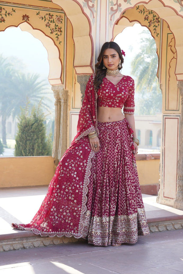 Wedding Wear Pink Embroidered Work Lehenga Choli