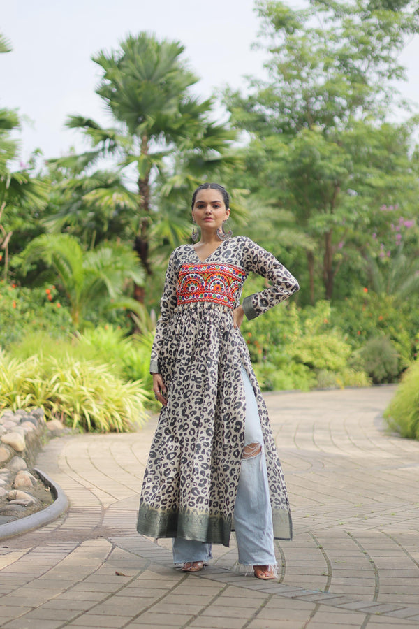 Special Kutchi Gamthi Work Black Color Navratri Kurti