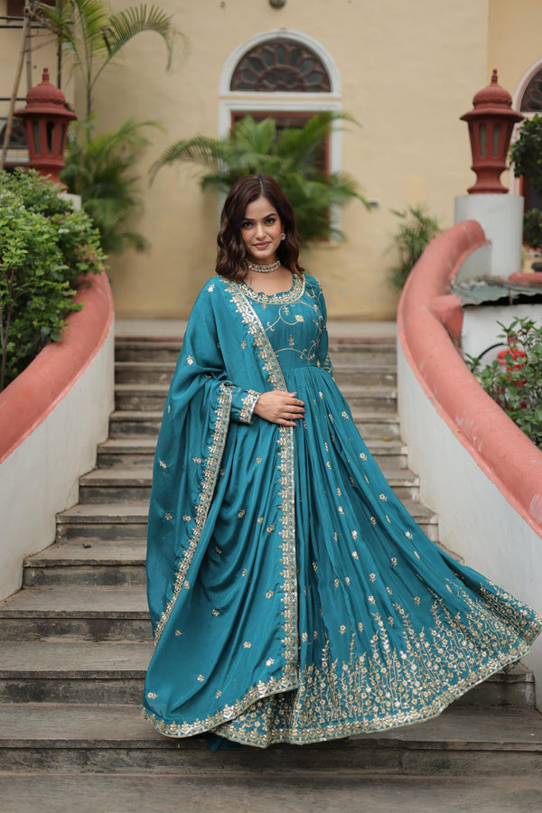 Wedding Wear Sequins Embroidered Work Rama Color Kurti With Sharara