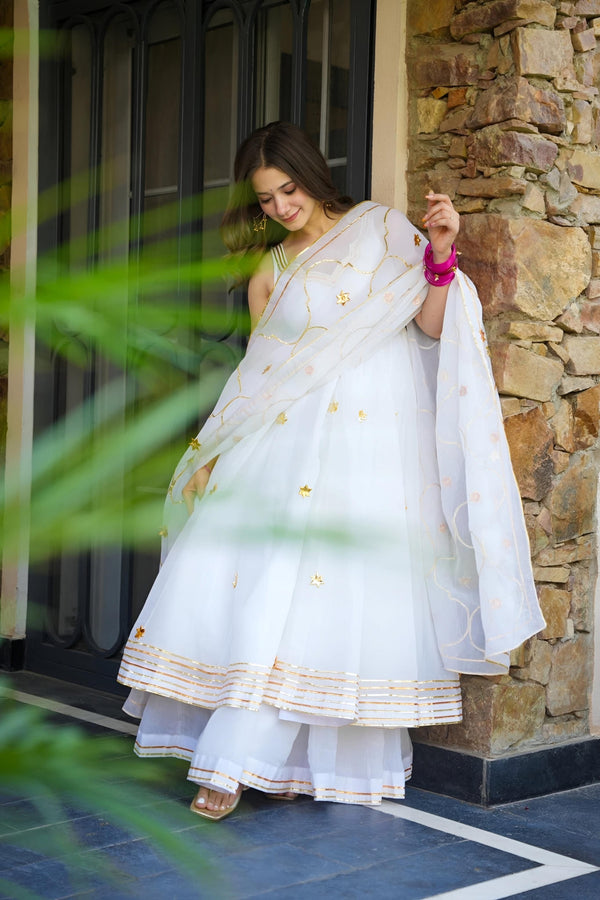Shubhra Glint White Color Designer Kurta Set