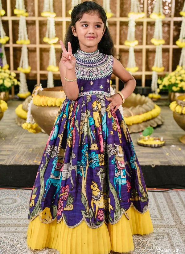 Festive Wear Navy Blue Color Designer Kids Gown
