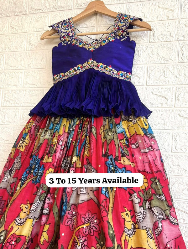 Designer Light Pink Color Printed Kediya Style Ready To Wear Lehenga Choli
