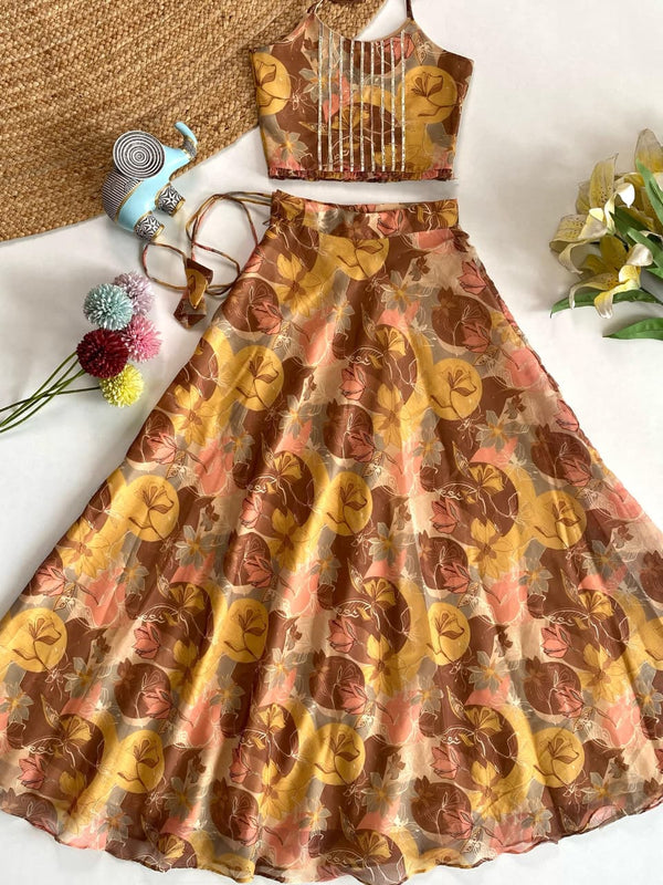 Goregous Multicolor Flower Printed Kids Lehenga Choli