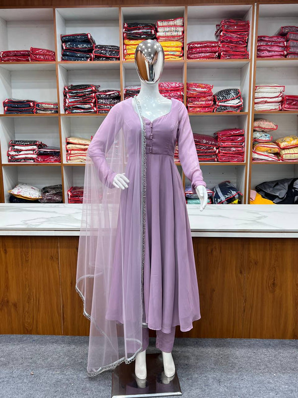 Designer Dusty Pink Color Anarkali Suit